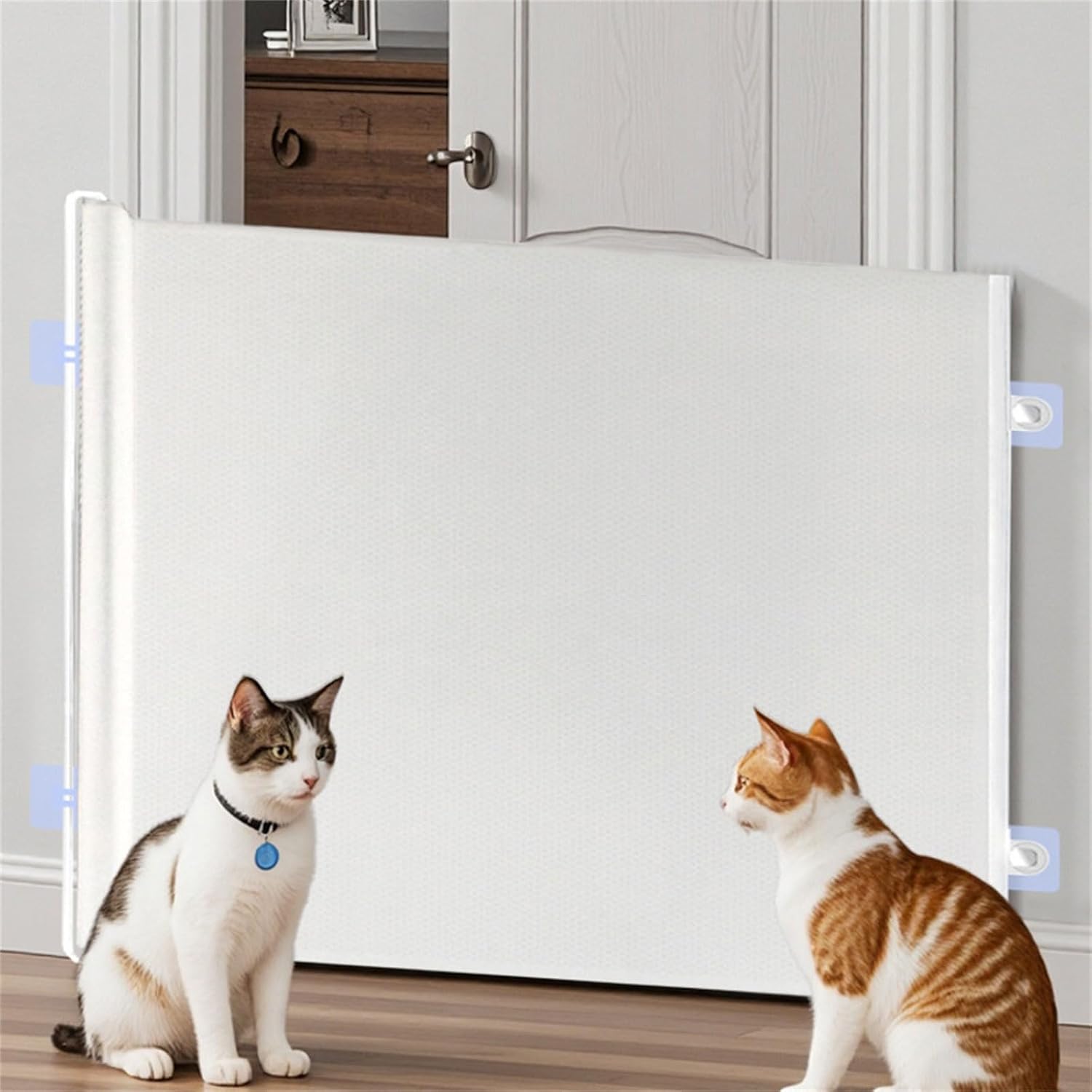 Modifiable Extendable Puss Barrier Soft Fabric Substance for Indoor Use Easy Installation Multiple Room Pet Security Pen Retractile Puss Pen