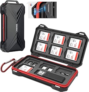[Memory Card Reader + 10 SD + 16 TF + 4 SIM] Magnetic Closure Memory Card Case Holder Organizer Protector Keeper for Camera SD SDHC SDXC MSD MicroSD TF Card & Micro SIM Nano SIM NM Nano Memory Cards