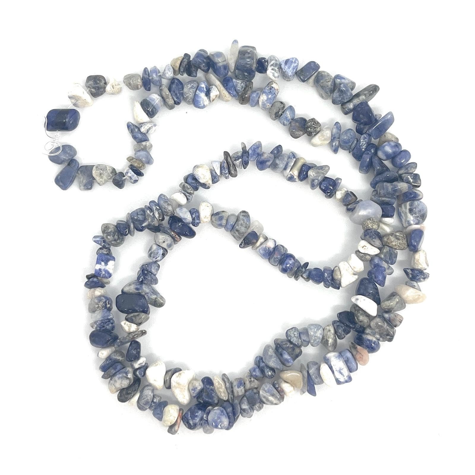 GenericSodalite Throat Chakra DIY Necklace or Bracelet Natural Crystal Gemstones Jewelry, made by 2-8mm chips with original healing stones. 82 cm, Unisex.