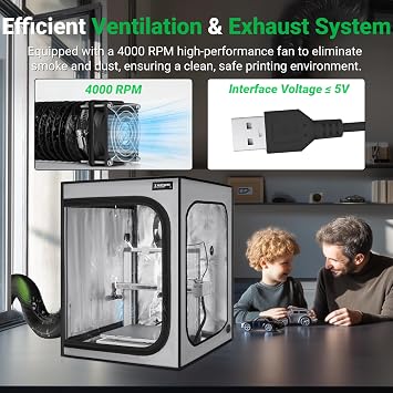 Upgrade 3D Printer Enclosure with Ventilation Kit for Bambu lab A1/A1 Mini Combo,Fireproof&Dustproof Constant Temperature 3D Printer Cover with AMS LED Light-520*600*700mm-NOT For AMS lite Top-mount