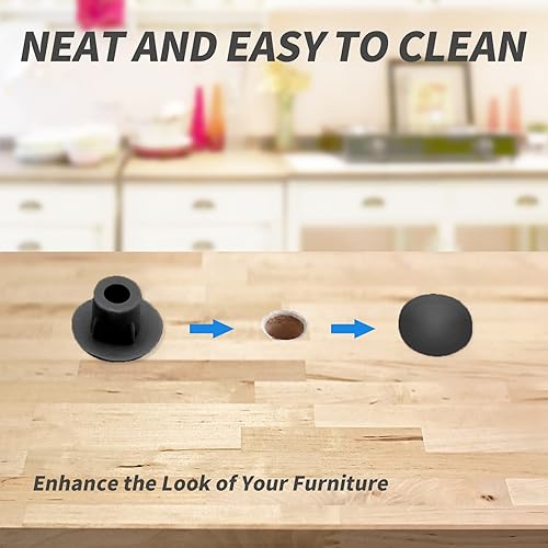 Miniatura 4 de 500 Piezas Tapones de Plástico para Agujeros Tapones Redondos de Botón para Gabinete Alacena Estantes 3/16 Pulgadas Tapas de Tornillo Blancas Negro