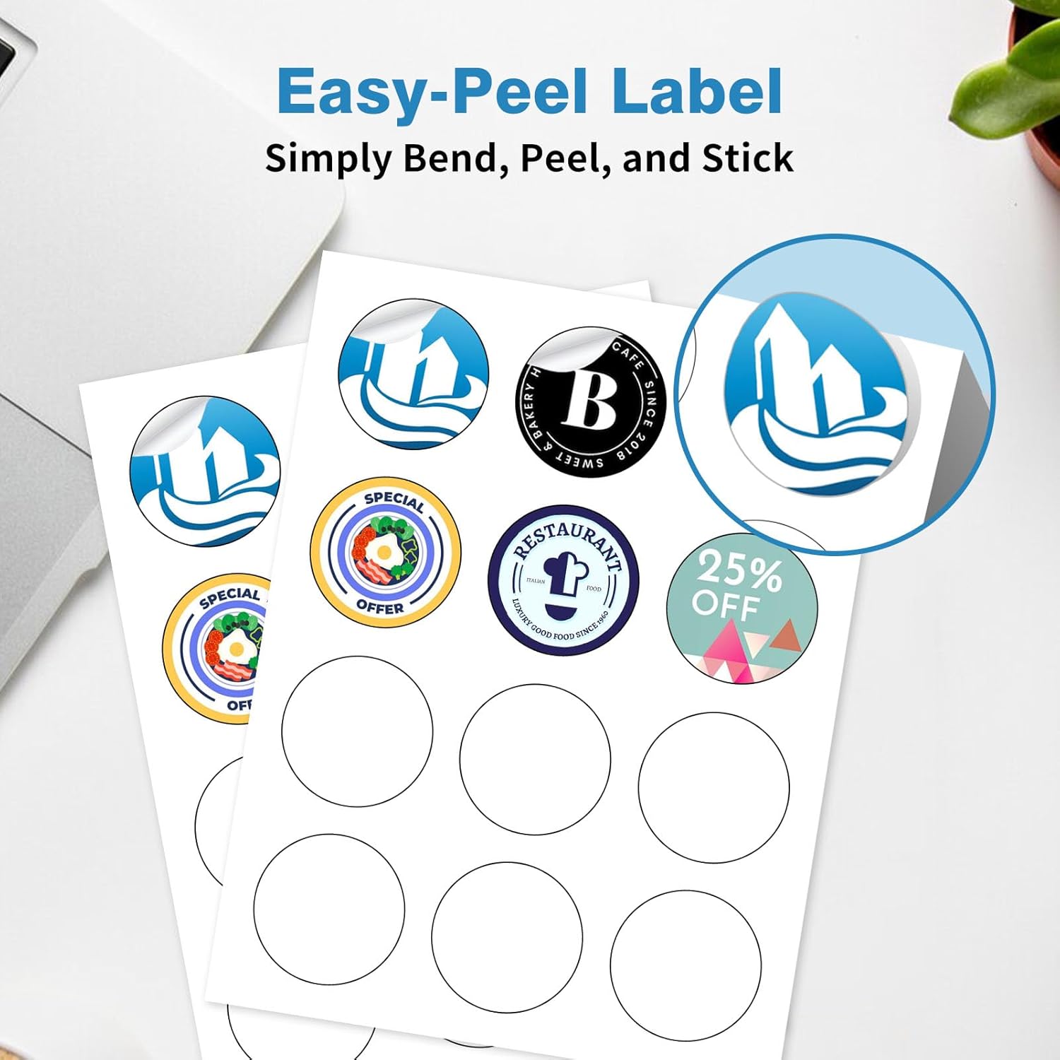2" Circle Sticker Labels, Round Printable Sticker Labels to Write On, Sticker Paper for Inkjet Printer, (12 Labels/Sheet), 10 Sheets - Image 6