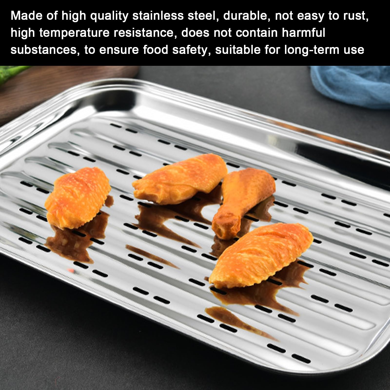 Sporgo Juego de 2 cuencos para barbacoa, acero inoxidable, 34 x 24 cm, reutilizables, con cepillo, accesorios para barbacoa, verduras, pescado, carne, cestas para barbacoa, apto para todas las