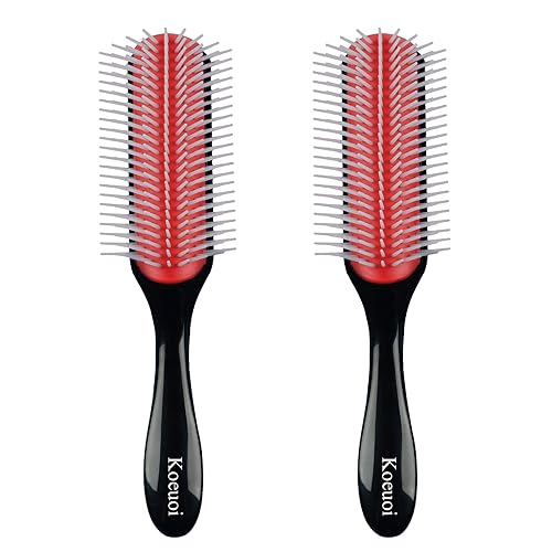 Miniatura 8 de Cepillo de pelo clásico para cabello rizado húmedo o seco. Cepillo negro de 9 filas para desenredar, separar, dar forma