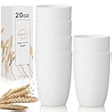 Wrova Wheat Straw Cups 6 Set of 6 Good Alternative to Plastic Reusable Cups 20 oz Unbreakable Drinking Cup Reusable Dishwasher Safe Water Plastic Glasses - White