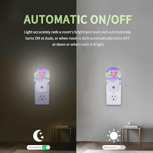 Miniatura 4 de Luz nocturna de unicornio, luz nocturna arcoíris enchufable a la pared con sensor de atardecer a amanecer, lámpara LED de ahorro de energía para