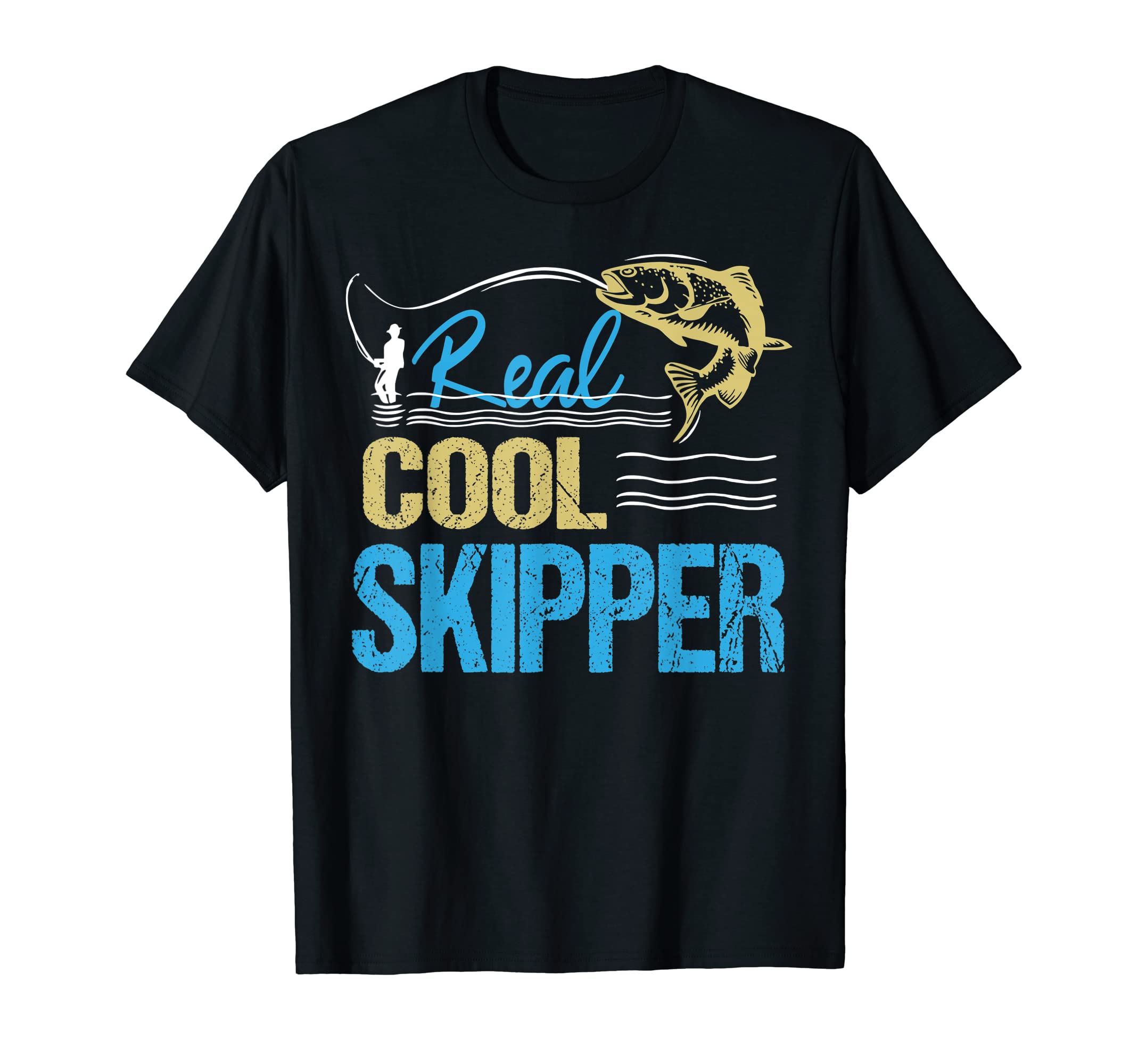 Mens Vintage Reel Cool Skipper Fishing Daddy Grandpa Fathers Day T-Shirt