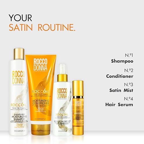 Miniatura 3 de Rocco Donna Acondicionador sin enjuague para el cabello estilo sin peso, espray satinado de secado por soplado, suavizado e hidratación, 8 onzas