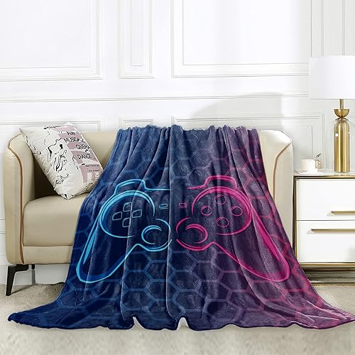 Manta para jugadores, regalo de cumpleaños de videojuegos para niños y adolescentes, 40 x 50 pulgadas, manta de franela de jugadores de videojuegos