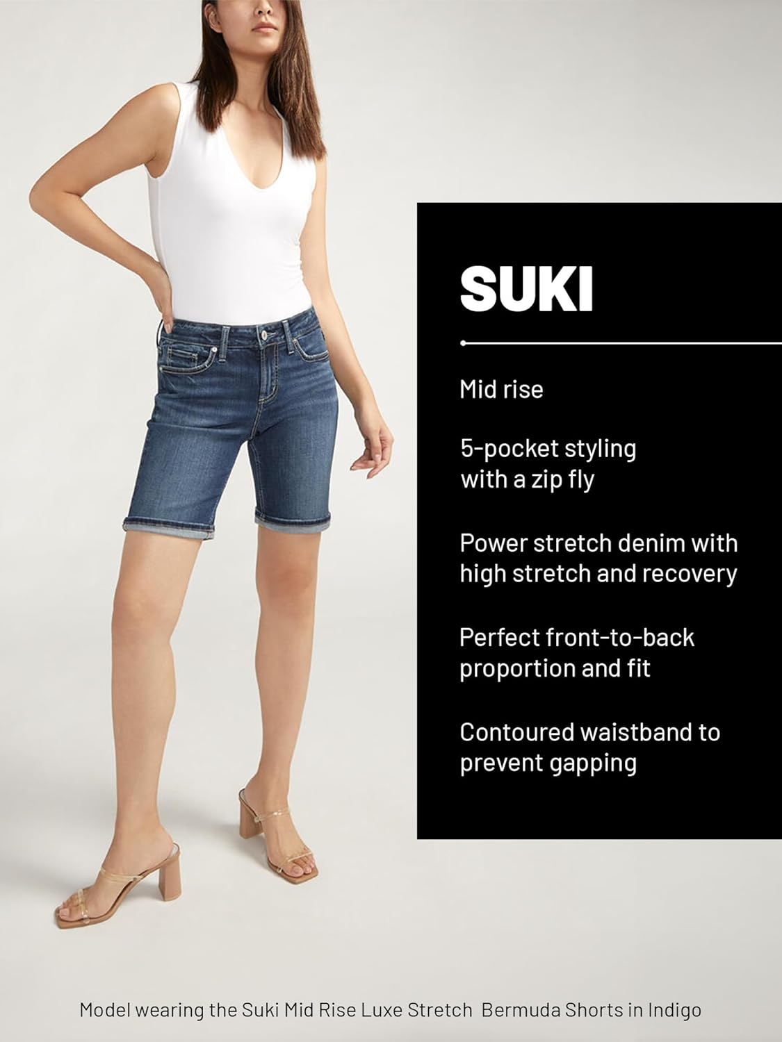 Silver Jeans Co. Womens Suki Mid Rise Curvy Fit Bermuda Short - Image 5