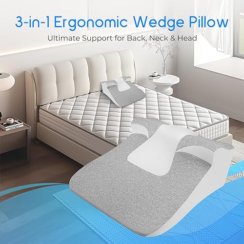 Miniatura 2 de Almohada de cuña de cama para aliviar la apnea del sueño, el reflujo ácido y los ronquidos, almohada de recuperación poscirugía con espuma