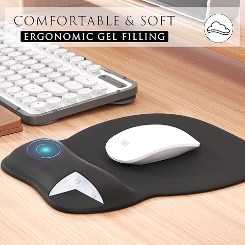 Miniatura 106 de MROCO Alfombrilla ergonómica para mouse con reposamuñecas de gel, cómoda alfombrilla de mouse con superficie de soporte de muñeca suave y base