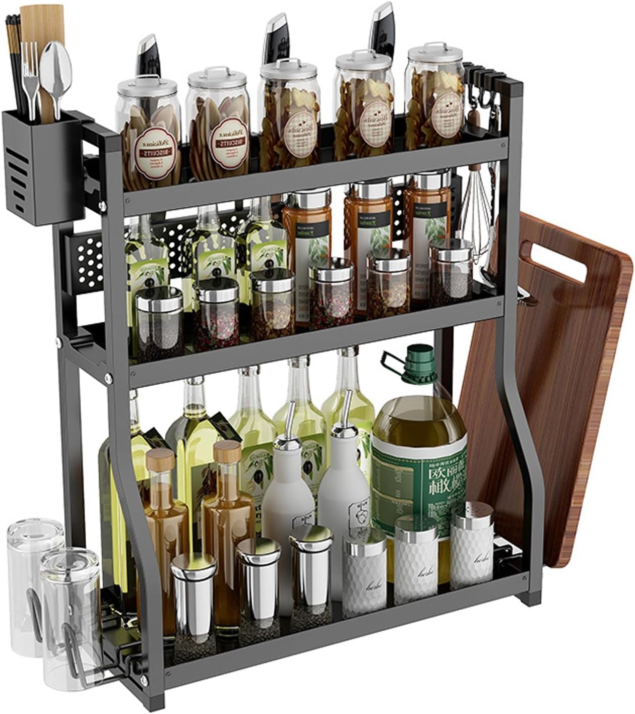 Spice Rack Seasoning Tabletop Storage Rack Kitchen Seasoning Rack Storage Rack Kitchen Rack Kitchen Tool Stand Cutting Board Stand Tabletop Rack Mini Rack,40Cm