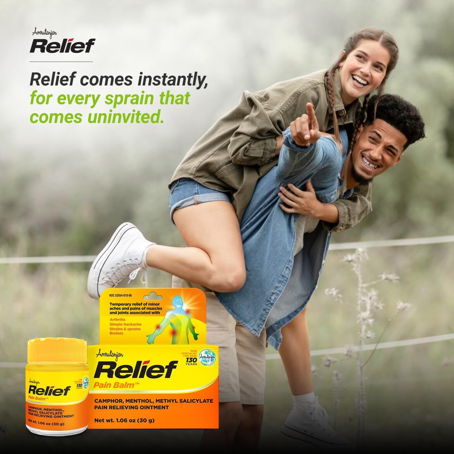Amrutanjan Relief Pain Balm for Men & Women - Joint & Muscle Pain Relief Rub, Topical Ointment Rub for Arthritis, Bruises, Backache, Knees, Joints, Muscle Strains & Sprains, Fast Acting- 1.06 oz (30g) — Amazon image 5