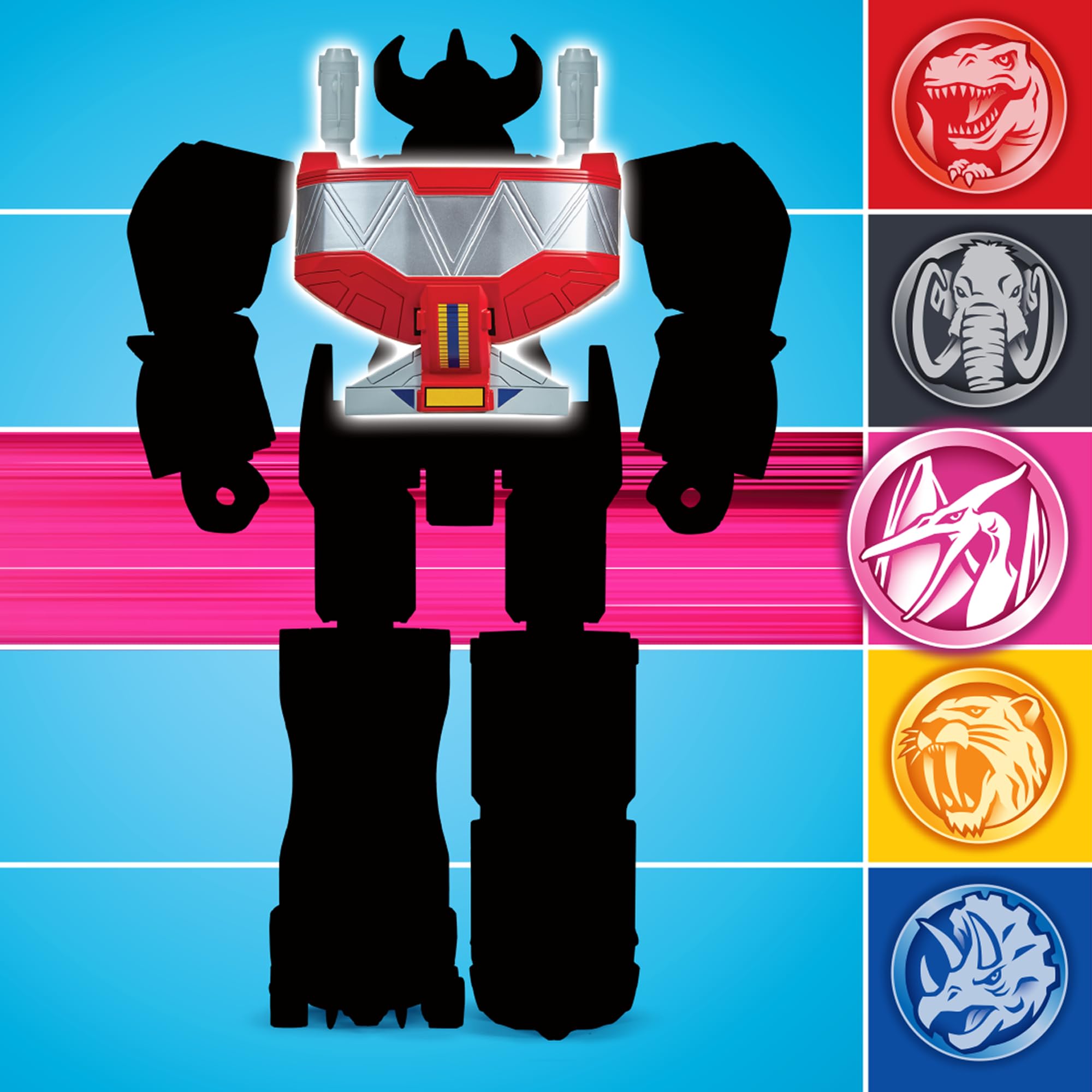 Power Rangers - Collection Megazord, Zords articulé combinable, Figurine, 20 cm, Modèle Pterodactyl Dinozord, pour Les Enfants dès 4 Ans, PWG053, Gris