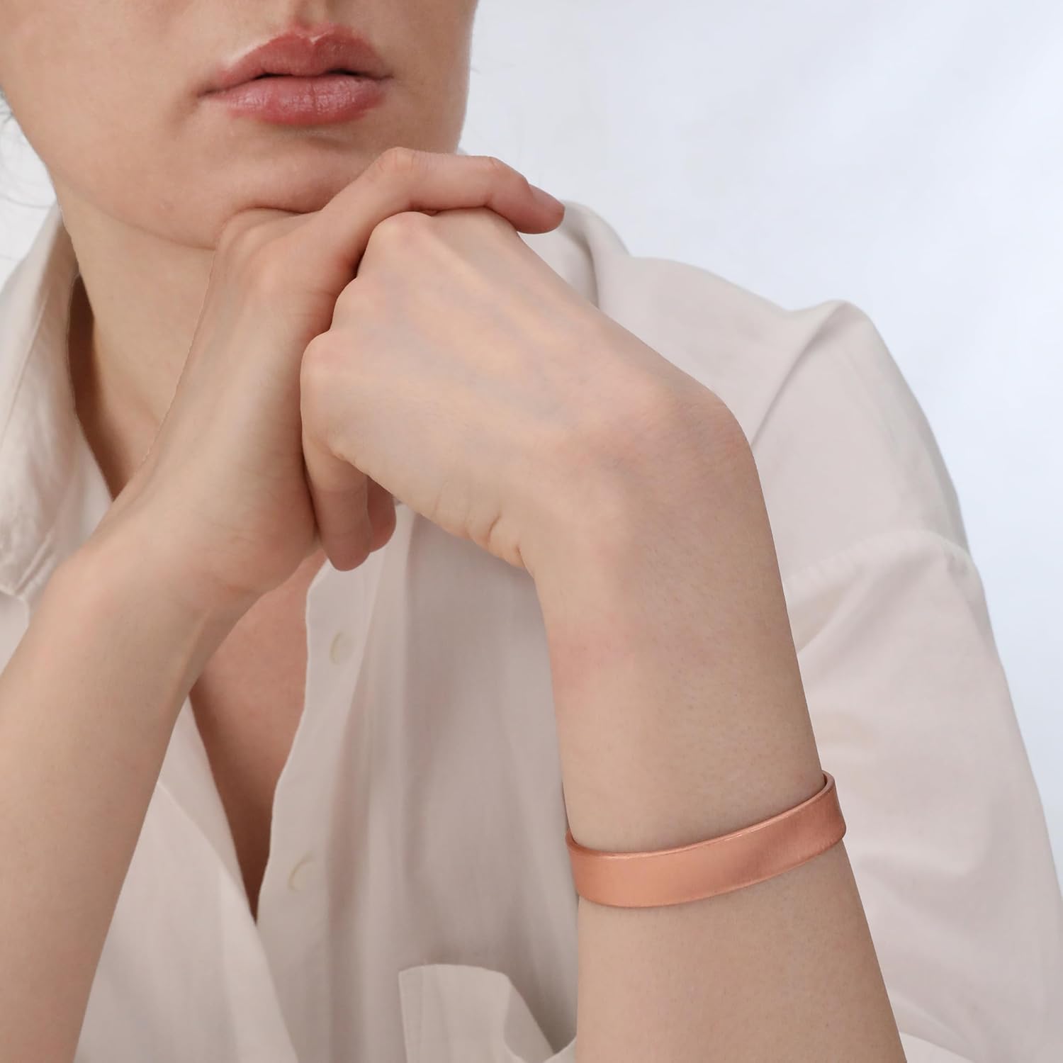 Handmade Pure Copper Bracelet for Women and Men - Thickest Copper Bracelet for Pain Relief and Stress Relief - Adjustable Carved Copper Bracelets to Fit many Size Wrist -The most ideal thickness, with a thickness of 2 mm, easy to shape. (Plain) - Image 8