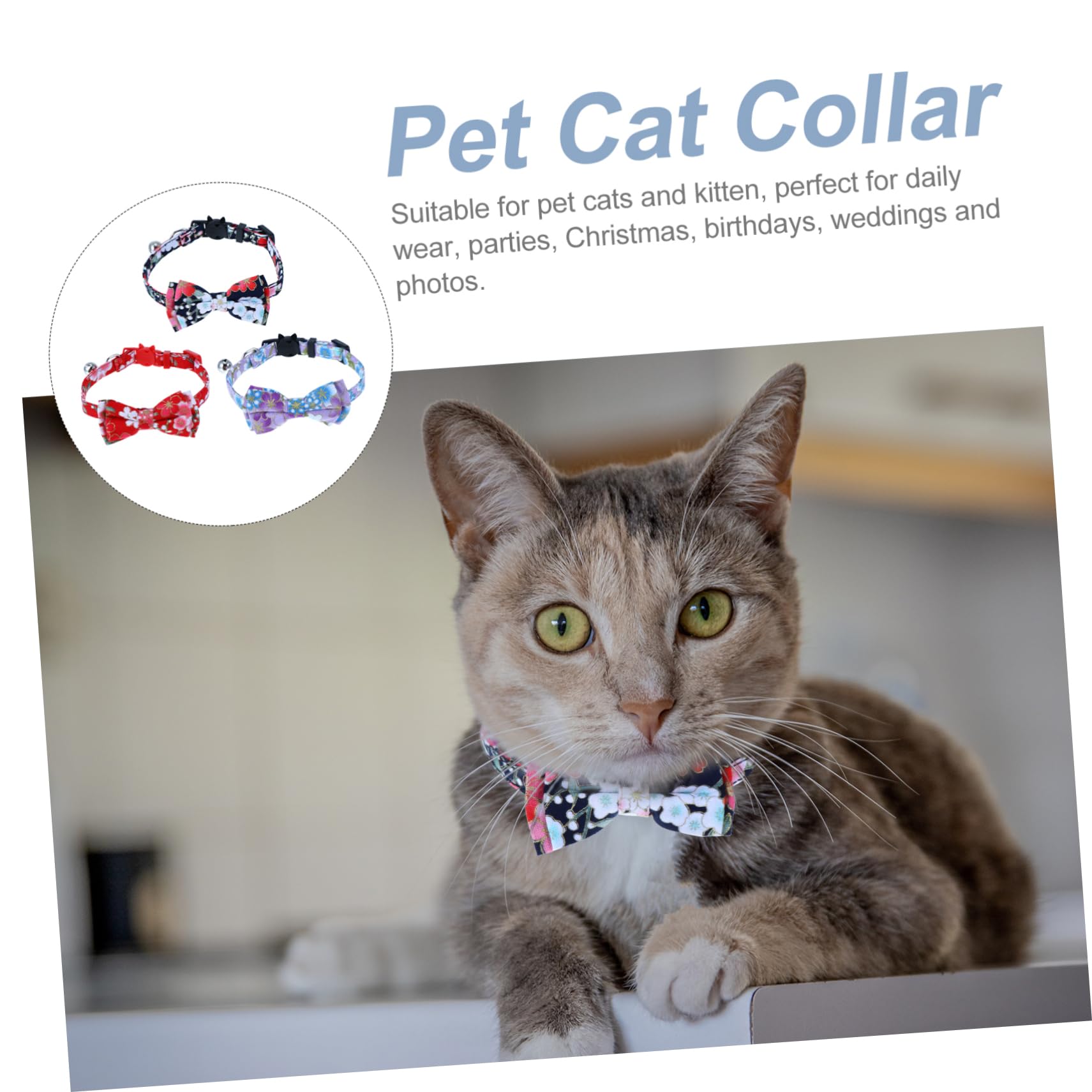 SUPVOX 9 Pz Collare Per Gatti Domestici Cravatta Floreale Gattino Graziosi Collari Per Cani Elastici Per Con Fiocco Per Cucciolo Cintura Per Gatti Stoffa Gatto Domestico