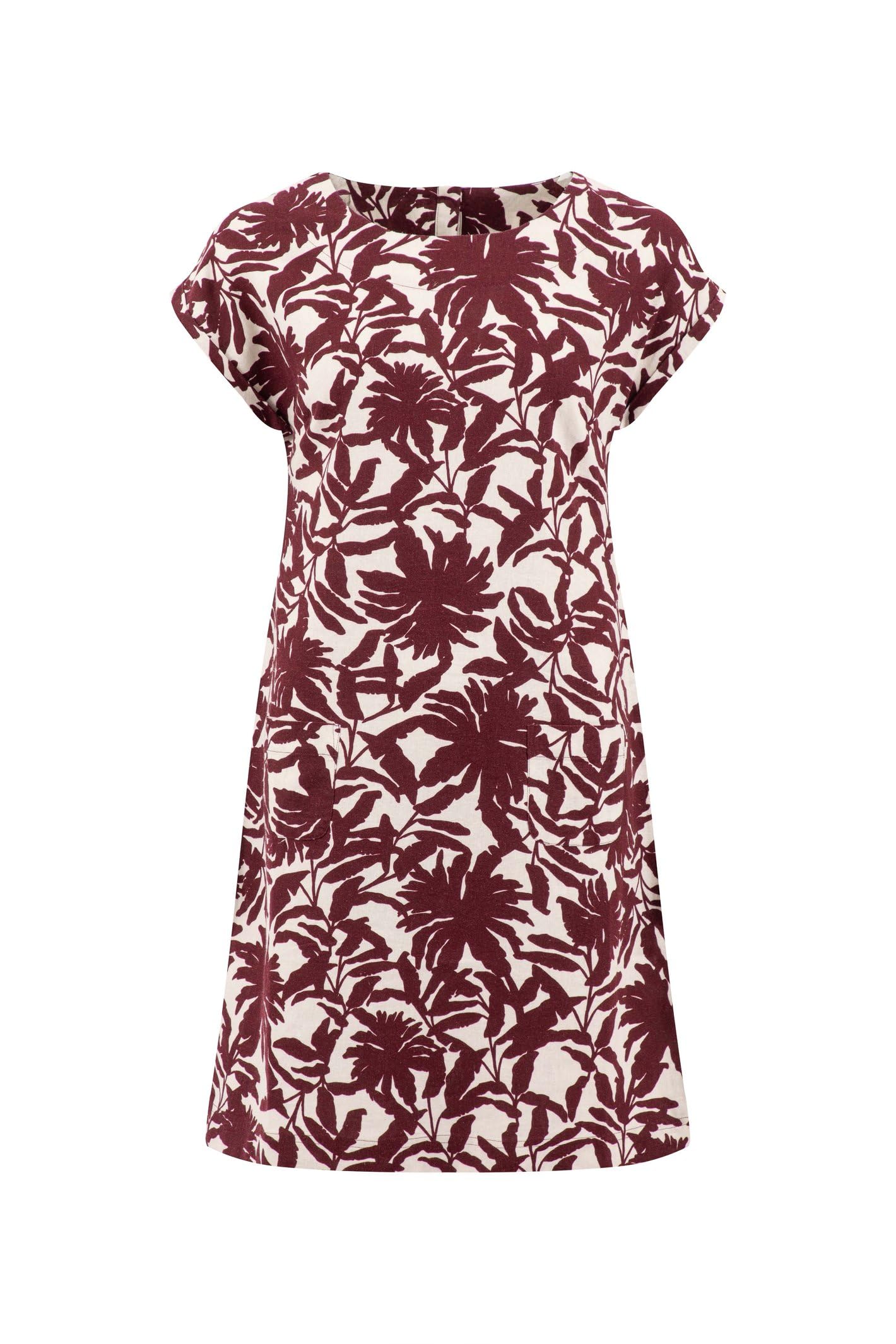 Weird Fish Women's Orlando Printed Linen Rich Shift Dress in Brown | Size: 14