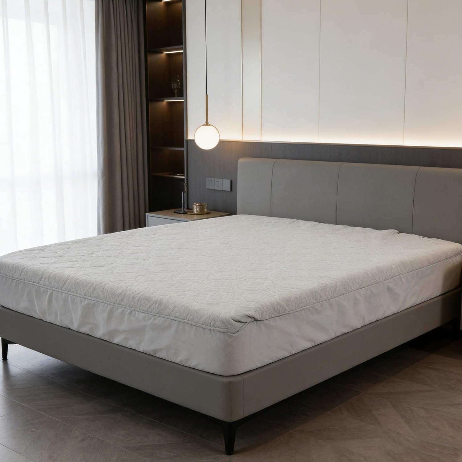 KALLORY Quilted Waterproof Mattress Protector Cover with Soft Cotton Material, Machine Washable and Secure Fit for Bedrooms and Homes with Pets, Breathable Dust Proof Mattress Pad