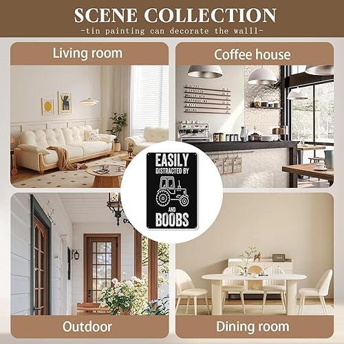 Miniatura 7 de Fácilmente distraído por tractores y tetas divertidos carteles de metal masculinos vintage bar baño jardín cocina hombre cueva pubs regalo 8x12