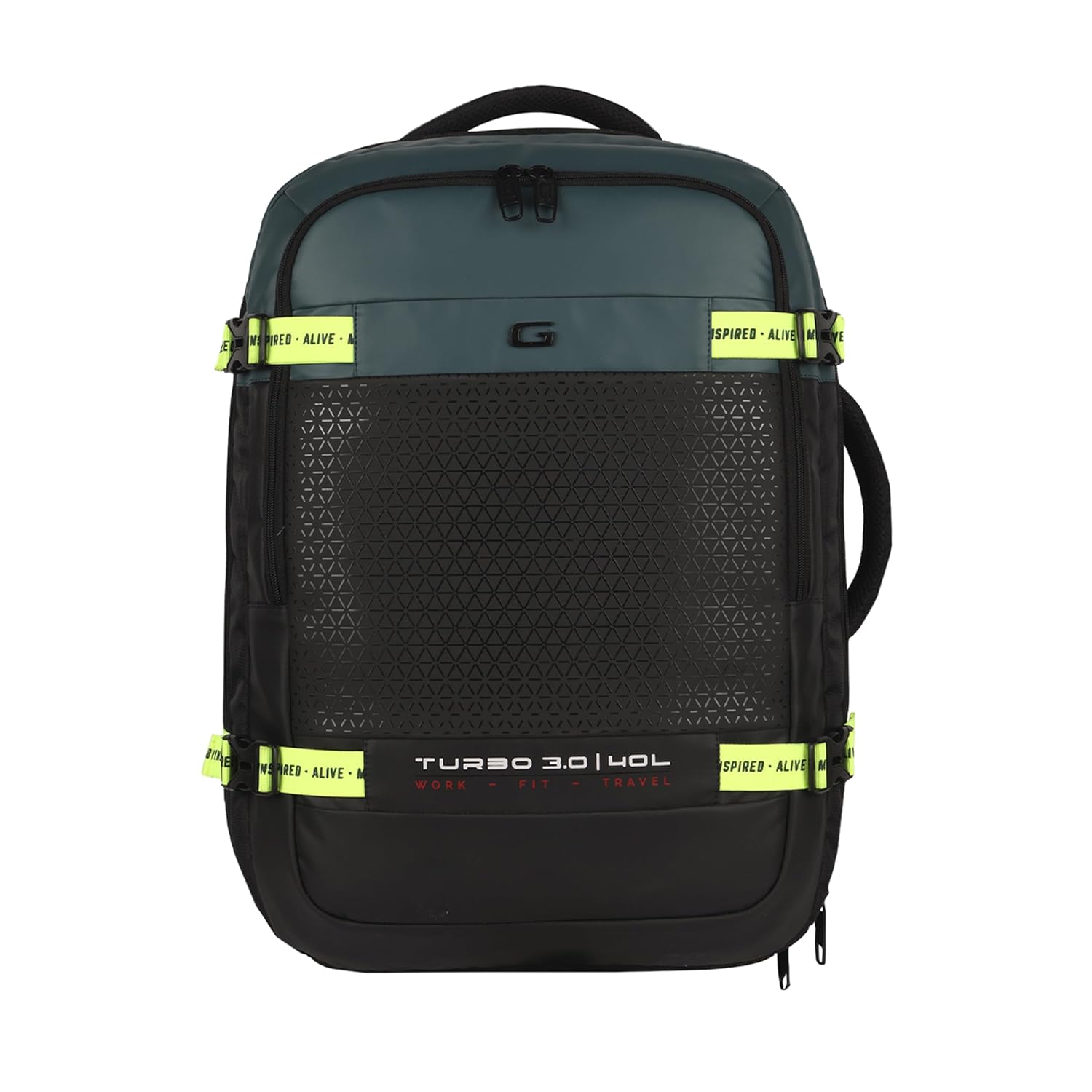 Gear Turbo 3 19″/40L Anti Theft Large Water Resistant Laptop Backpack with Raincover/Laptop backpack/Casual Backpack/Daypack/Travel Backpack/College Bag For Men/Women(Black-Teal)