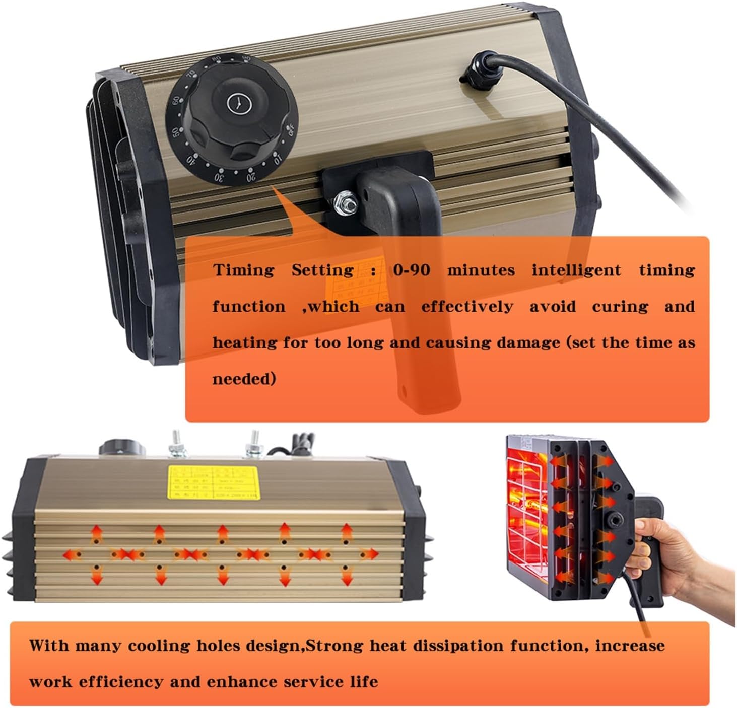 Infrared Paint Curing Lamp, 1000W Shortwave Heating Light for Auto Body Paint Drying, Liftable Car Repair Lamp, Ideal for Paint Curing and Auto Parts Repair