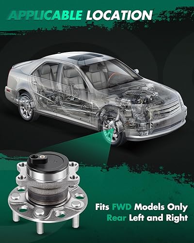 Miniatura 2 de SCITOO Kit de montaje de buje de rueda trasera 512332 5 pernos con sensor ABS apto para Dodge Avenger para Jeep Patriot Sebring para Dodge Caliber