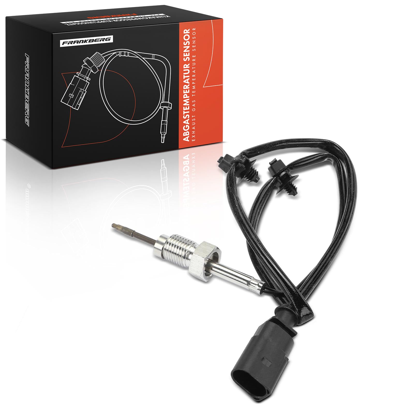 Frankberg Sensor de temperatura de gases de escape antes del turbocompresor 2 Polos Compatible con A4 8K2 2.0L 2007-2015 A5 Sportback 8TA 2.0L 2009-2017 Q5 8RB 2.0L 2009-2017 Replace# 03L906088A