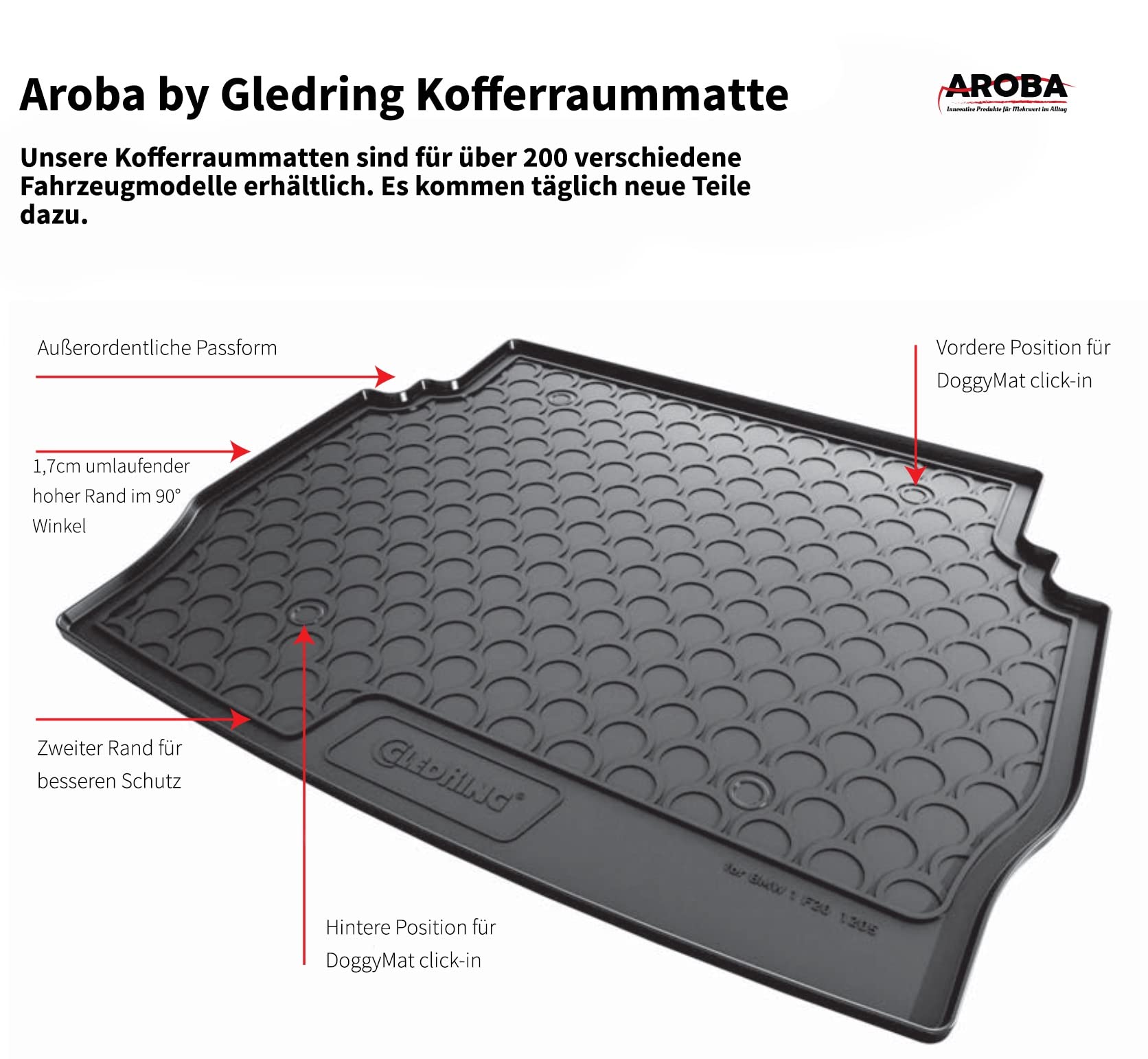 AROBA GL1302DB zestaw designerska mata do bagażnika i mata dodatkowa dla psów kompatybilna z Ford Galaxy od roku produkcji 08.2015> na 7-osobowe siedzenia