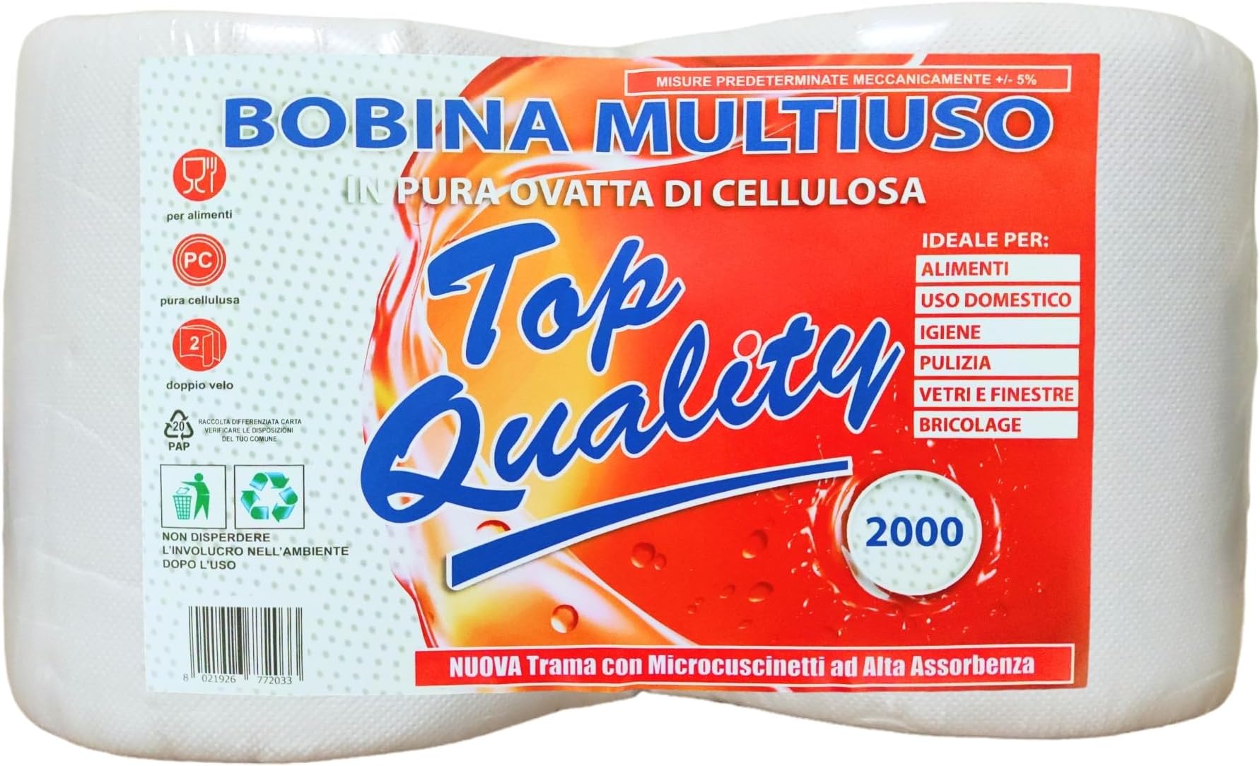 ROTOLONI CARTA MULTIUSO PURA CELLULOSA 800 STRAPPI ASCIUGATUTTO BOBINA - Foto 3