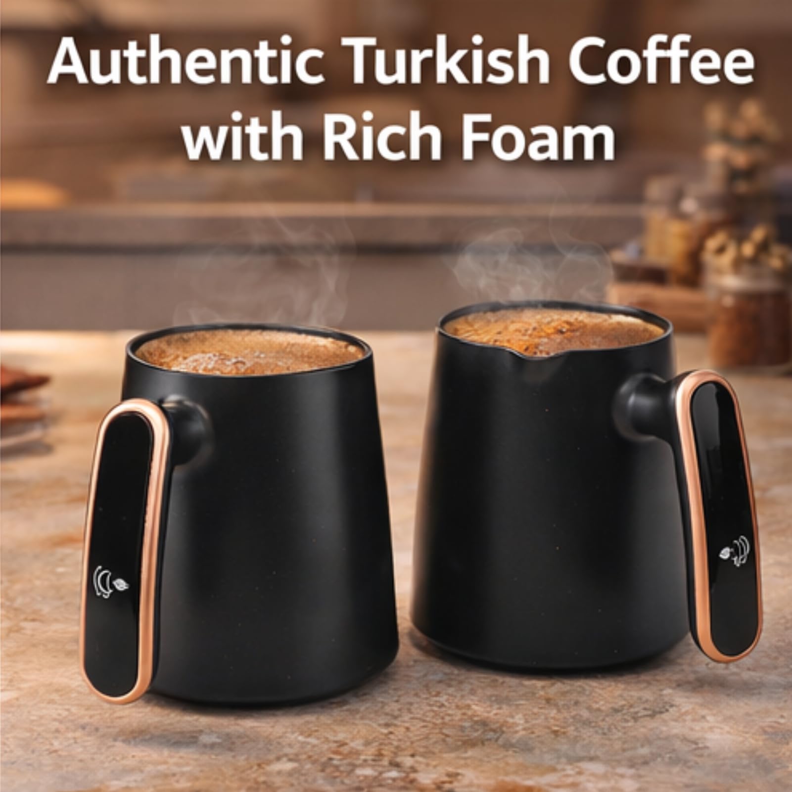 Greensen Türkischer Kaffeemaschinen-Hersteller, 1200W Doppelte Abteilung Elektrische Türkische Kaffeemaschine mit 2 Tassen, für Heiße Getränkezubereitung