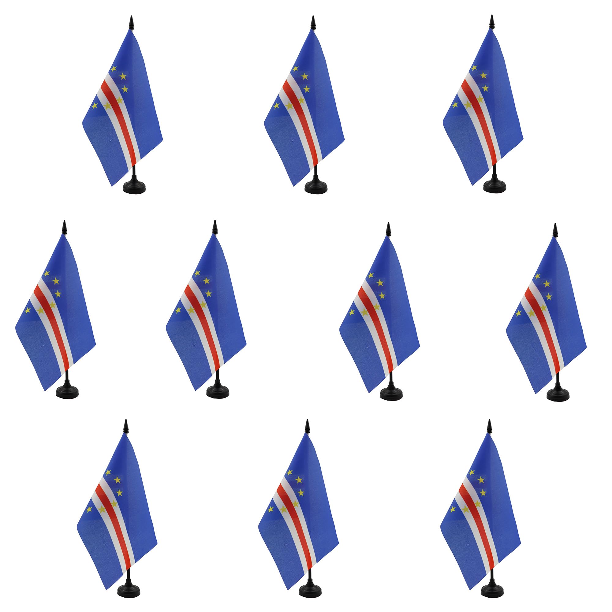 AZ FLAG Pack of 10 Cape Verde Table Flags 6x8 in Plastic Base