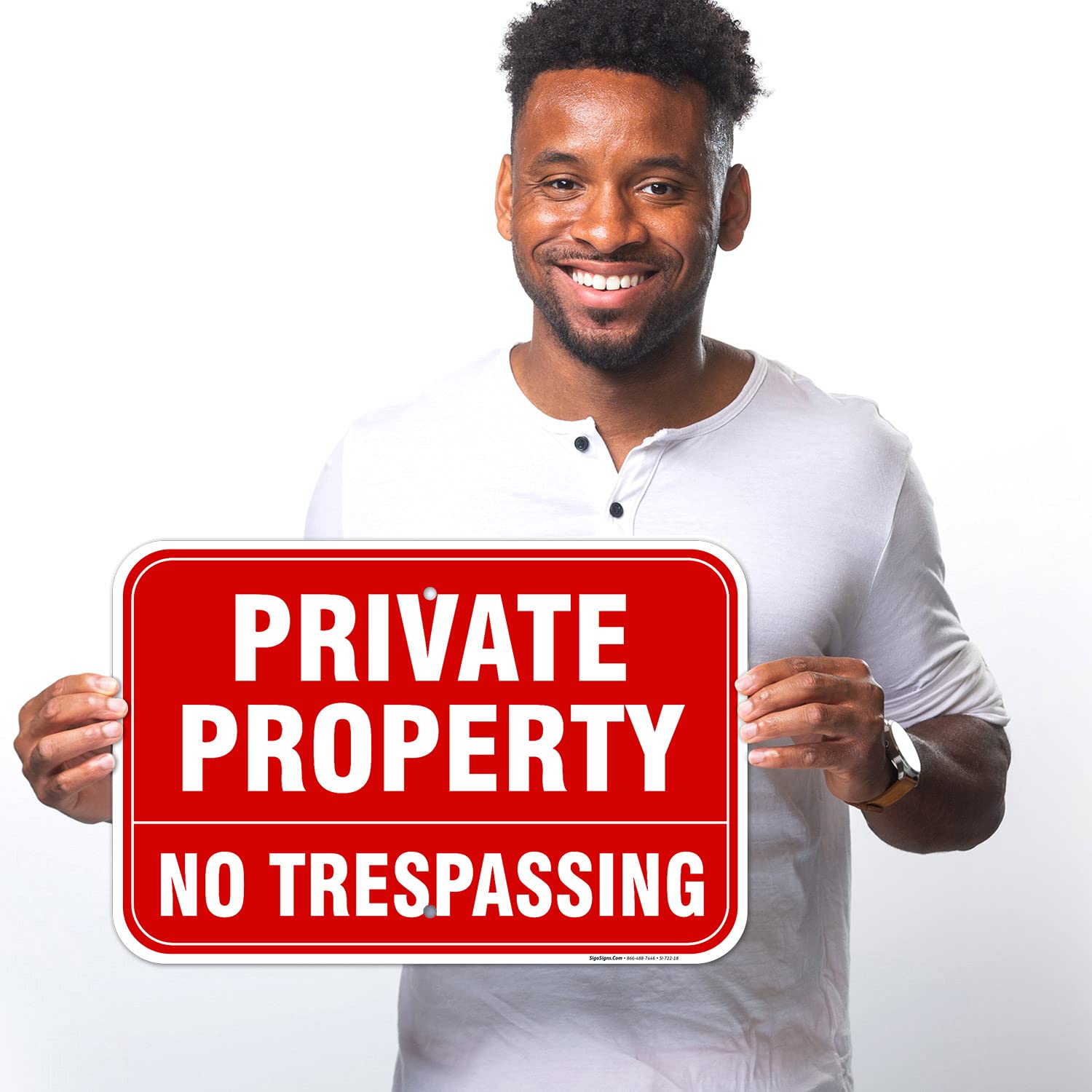 No Trespassing Sign Private Property, Private Fence Sign, 12x18 Inches, 55 mil Thick HDPS (high Density polystyrene), Made in USA