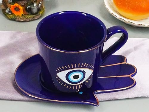 Miniatura 2 de Ebros Gift Wicca Occult Evil Eye Of Providence With Hamsa Quirología Quirología Palmistry Taza de café Taza de té con platillo Juego de vasos Wicca