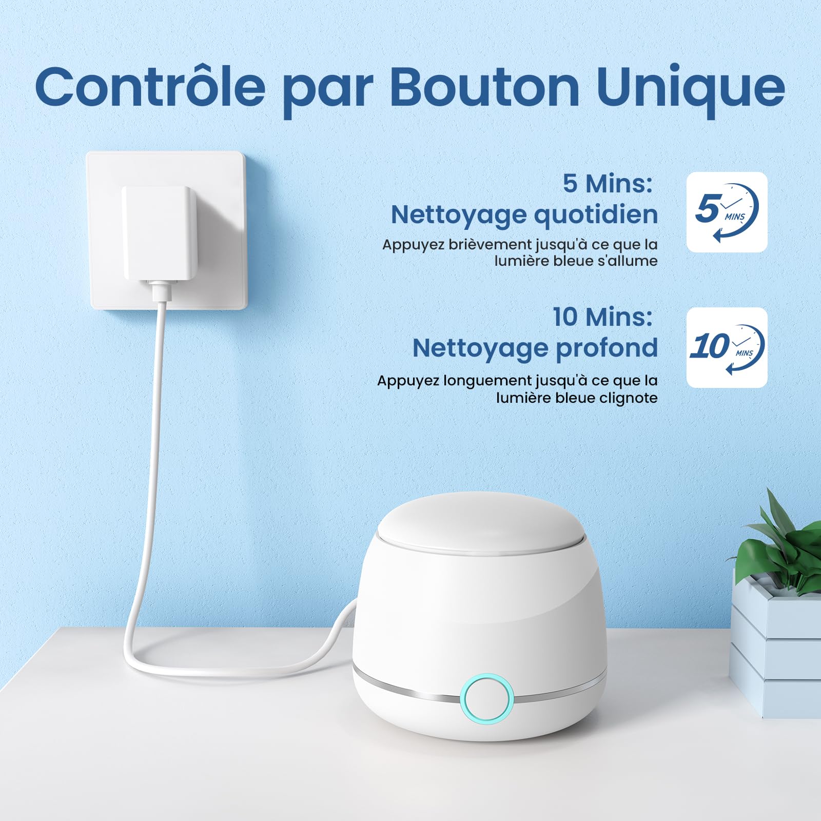 Nettoyeur ultrasons, Nettoyeur Ultrasonique Dentaire haute fréquence 45 kHz, 2 modes, pour appareils orthodontiques, aligneurs, prothèses dentaires, têtes de brosse à dents, bijoux, etc