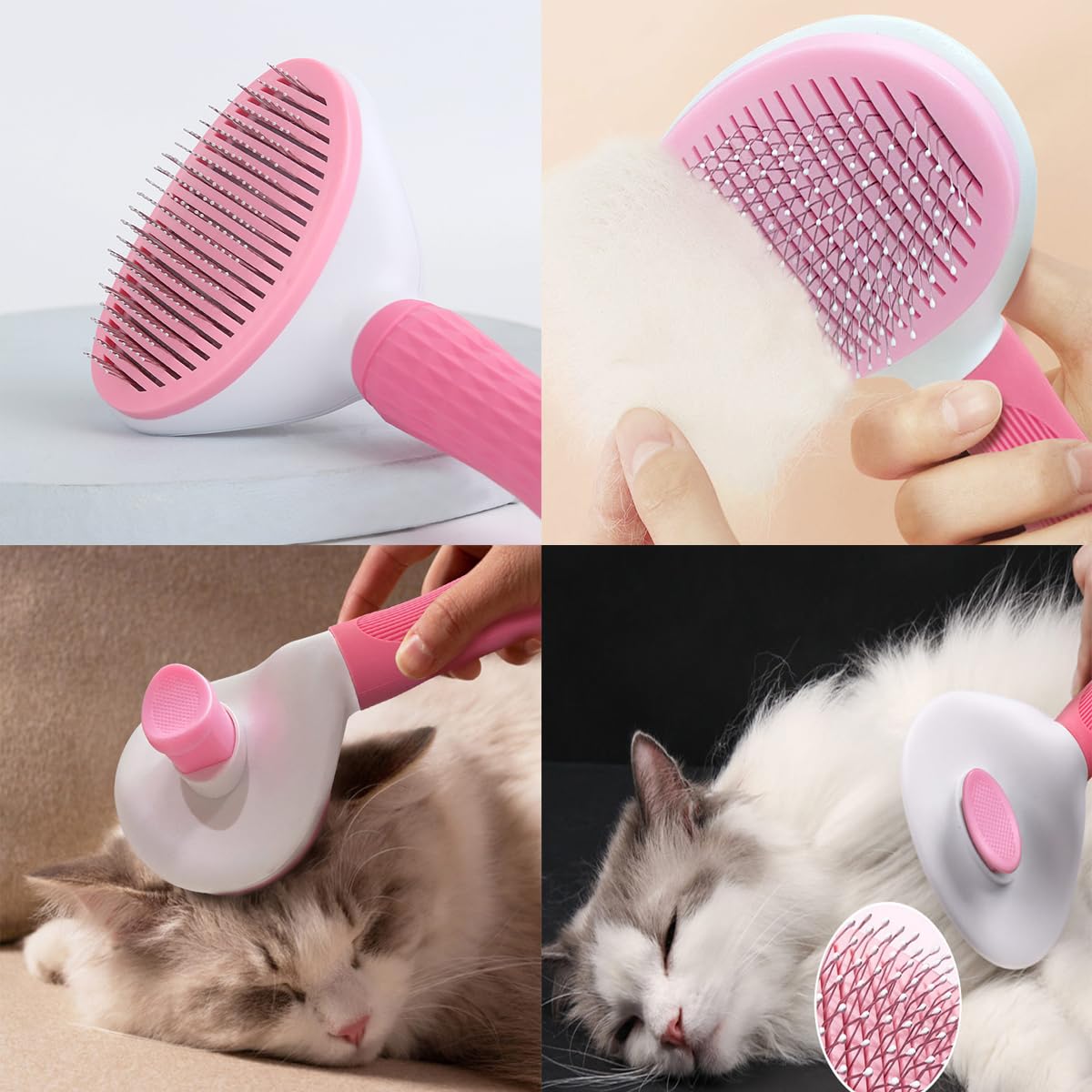 7 PCS Dog Brush Dog Grooming Kits,Dog Shedding Brush，Self-Cleaning Brush with Nail Clipper, Flea Comb and Shampoo Bath Brush - image 4
