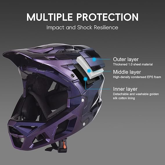 Mountain Bike Helmet Men Full Face Lightweight Breathable Rough Terrain Helmet for Outdoor Adventures