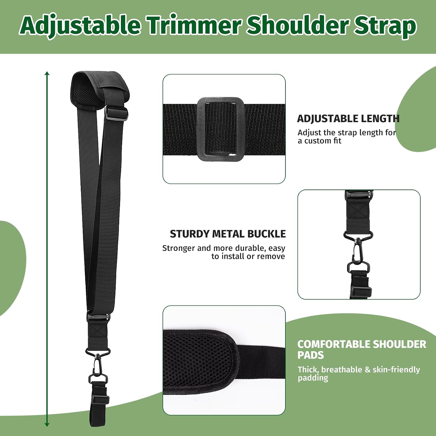 Upgraded Ergonomic Weed Eater Handle, String Trimmer Grip with Adjustable Shoulder Harness & Bracket Clamp, Universal Back Saver Handle Extension Trimmer Handle for Lawn Care, Yard Trimming
