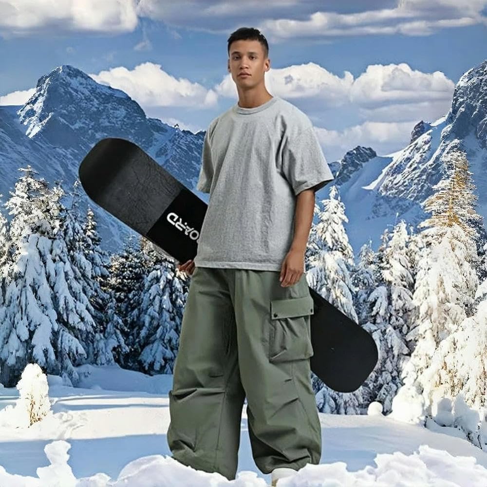 GLDFW - Pantaloni da snowboard super larghi da uomo, impermeabili, antivento, abbigliamento sportivo, isolati, vestibilità larga, pantaloni da sci per il freddo