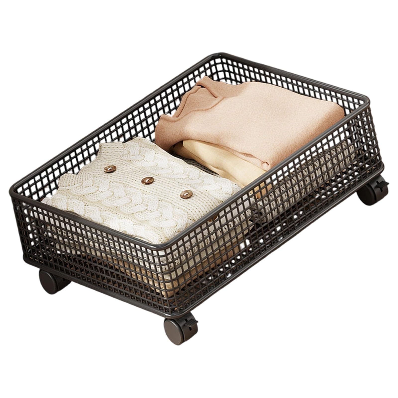 Multi Purpose Rolling Storage Container Metal Wire Frame Toy Storage Basket with for Clothes Toys Household Items Strong Wire Bin