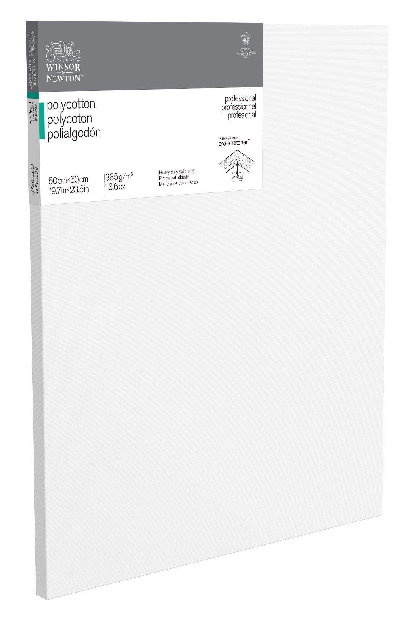Winsor & Newton 6206027 Professional Keilrahmen aus Baumwollmischgewebe, 385 g/m², 3-fach grundiert, mittlere Körnung, ideal für die Ölfarben und Acrylfarben - 50x60cm