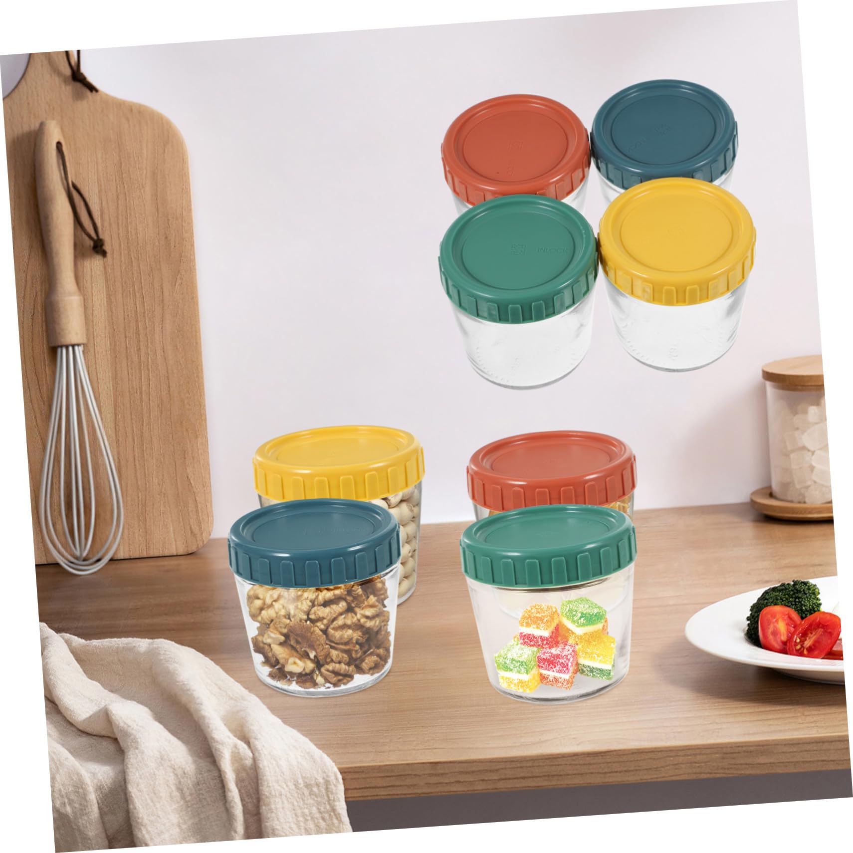4pièces Lot De Bocaux Verre Hermétiques Pour Conservation Alimentaire Contenants Réutilisables Avec Couvercle Pour Yaourt Et Épices