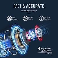 Vista 7 de Termómetro de frente para adultos y niños, termómetro infrarrojo digital con alarma de fiebre, resultados rápidos y precisos, fácil de usar