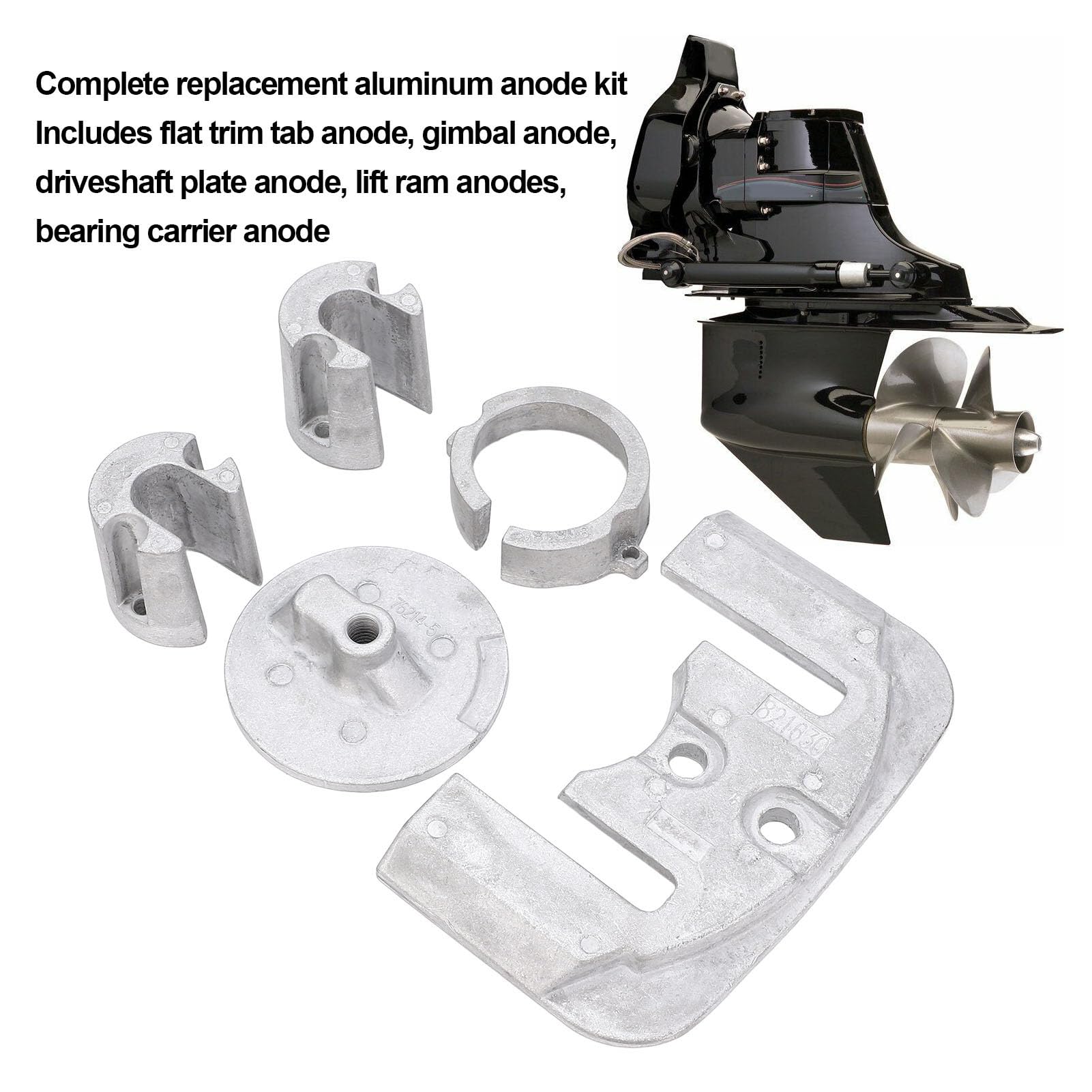 Kit di Anodo in Alluminio 22 Pezzi per Bravo Drive (1988 e Nuovi) Protezione Corrosione Superiore