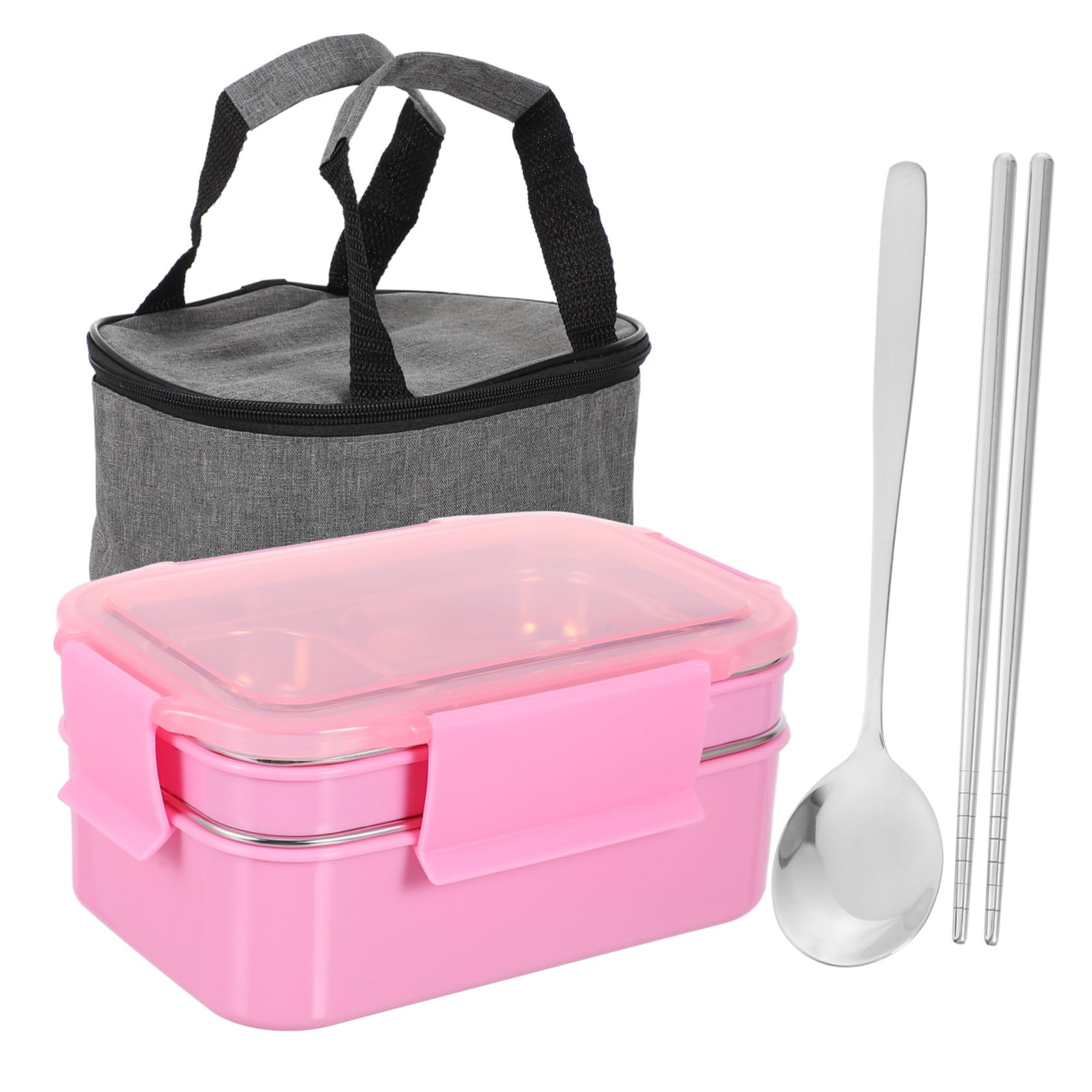 VANZACK Boîte à Bento Conteneur Alimentaire Portable 2 Compartiments Acier Inoxydable 304 Étanchéité Thermorégulation Déjeuner Travail