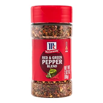 McCormick Seasoning Blend, Red & Green Pepper, Mildly Spicy Seasoning Featuring Red Peppers, Jalapeno Peppers, Green Bell Peppers & Sweet Chili Flakes for Flavoring Your Favorite Dishes, 2.82 oz