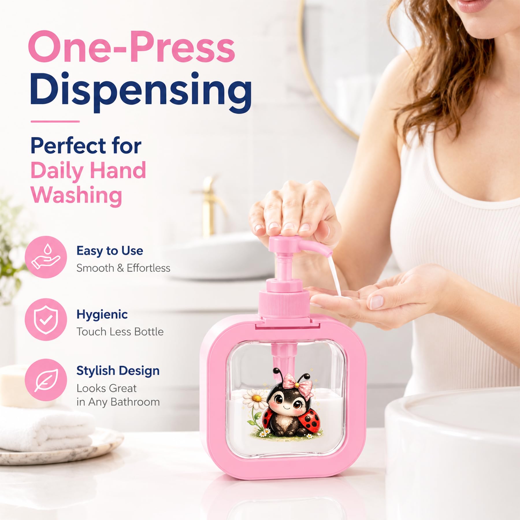 要コメント　プリンセス 薔薇柄 詰め替えボトル ピンク Amazon｜ピンクローズフラワーソープディスペンサー 500ml ポンプ