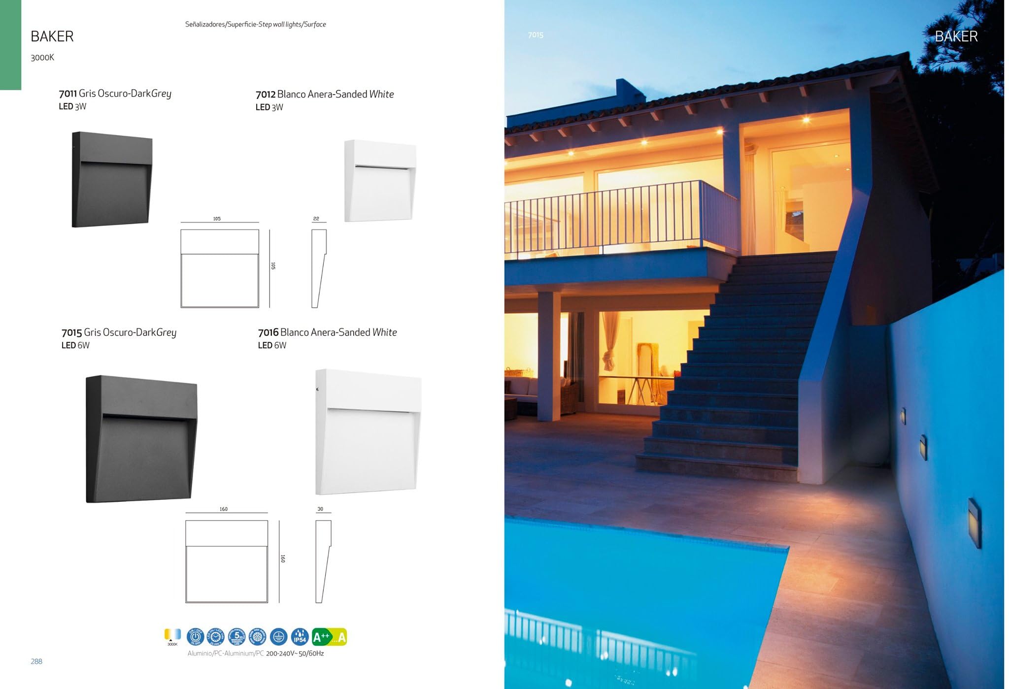 Mantra Iluminación. Modello BAKER Segnalibro esterno quadrato da 10,5 cm realizzato in alluminio e policarbonato rifinito in colore bianco sabbia. Sorgente luminosa LED 3 W 3000 K 210 lm (incl.)