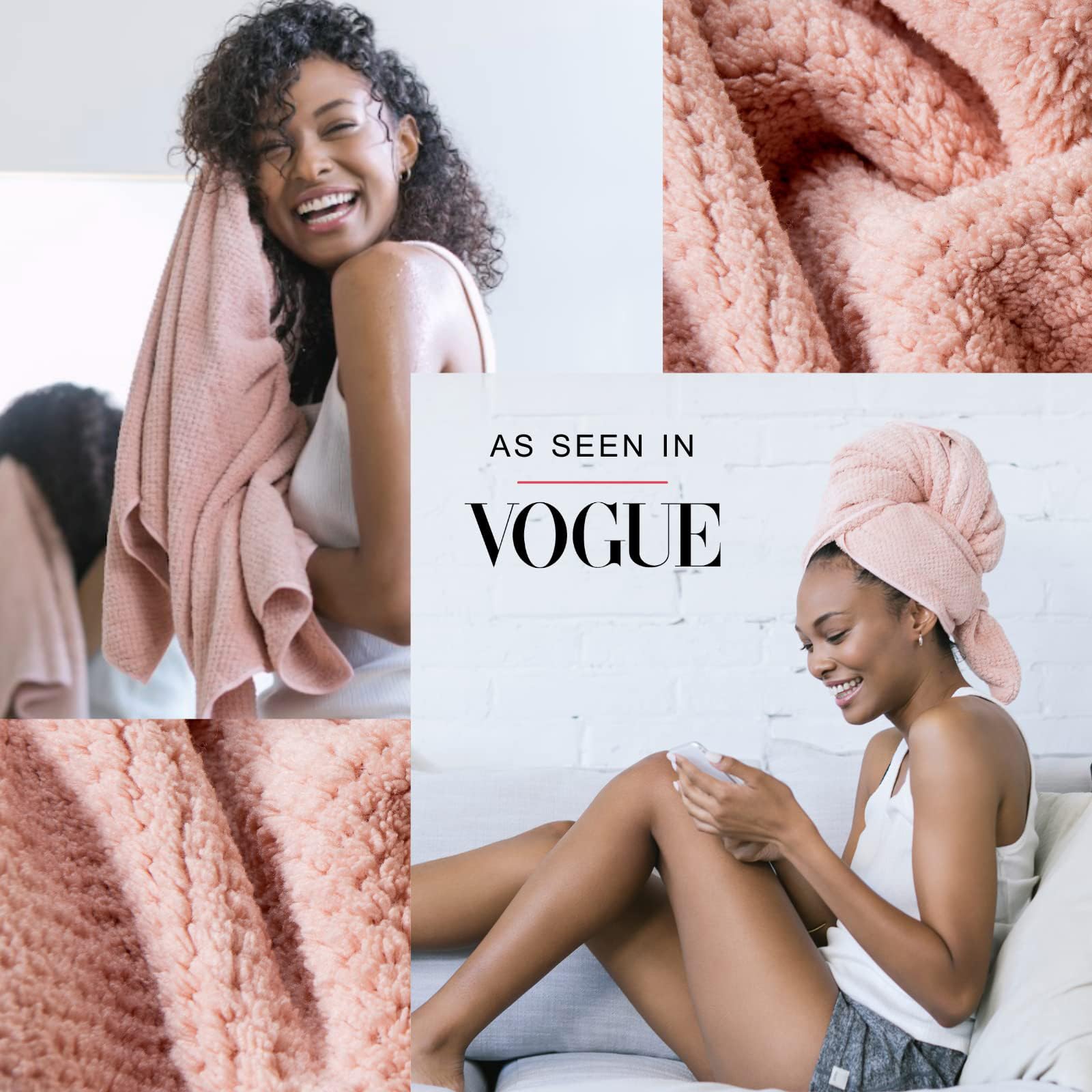 Asciugamano Capelli In Microfibra Extra Large Con Fascia - Anti Crespo, Rapida Asciugatura Per Donne - Foto 8