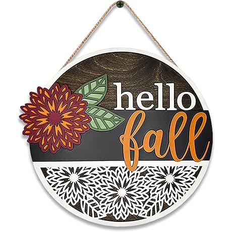 Hello Fall Wood Sign, Fall Decorative Door Hanging Decor